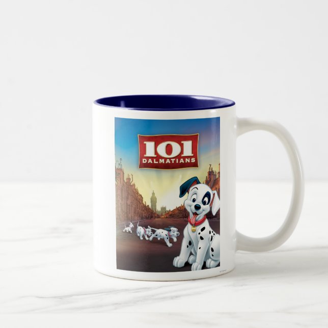 101 Dalmatian Patches Wagging his Tail Two-Tone Coffee Mug (Right)