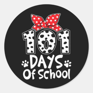 101 Days Of School Cute Dog Happy 100th Day Studen Classic Round Sticker
