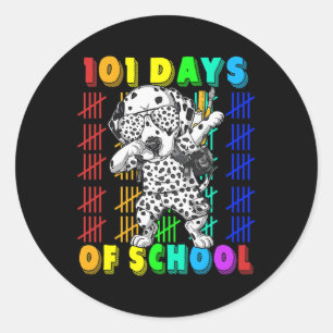 101 Days Of School Dalmatian Dog 100 Days Smarter  Classic Round Sticker