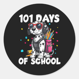 101 Days Of School Dog Boy Kid 100th Day Of School Classic Round Sticker