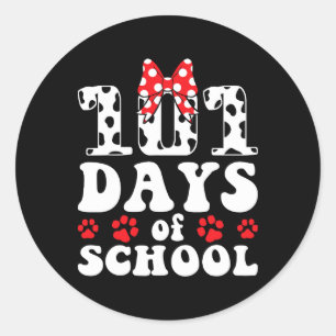 101 Days Of School Dog Lover 100 Days Smarter Boys Classic Round Sticker