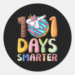 101 Days Smarter 101st Day School Dabbing Unicorn Classic Round Sticker