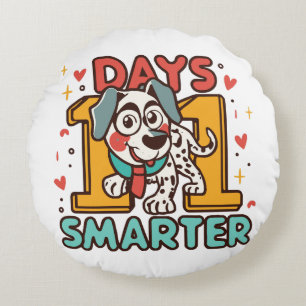 101 Days Smarter Dalmatian Dog Round Pillow