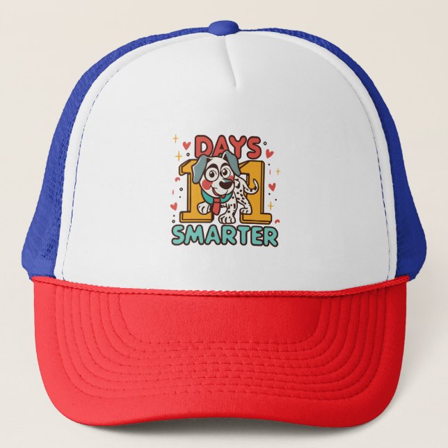 101 Days Smarter Dalmatian Dog Trucker Hat (Front)