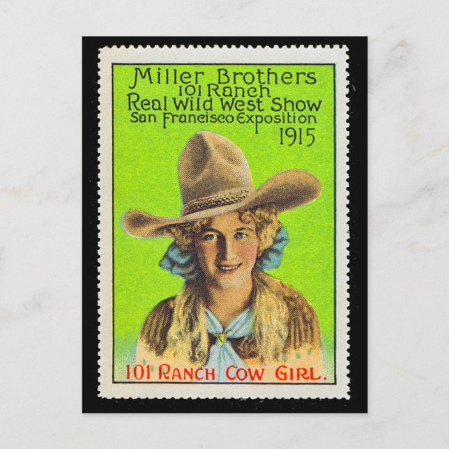 101 Ranch Cowgirl Poster Stamp #2, Panama Pacific  Postcard (Front)