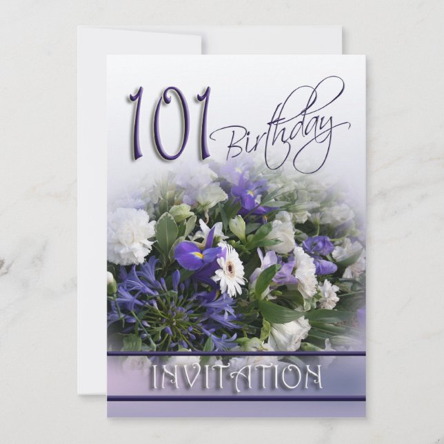 101e Invitation à la fête d'anniversaire - Bouquet (Devant)