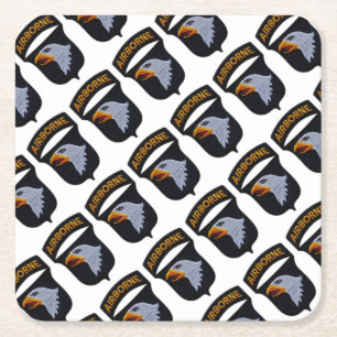 101st ABN Airborne Division Screaming Eagles Vets Square Paper Coaster
