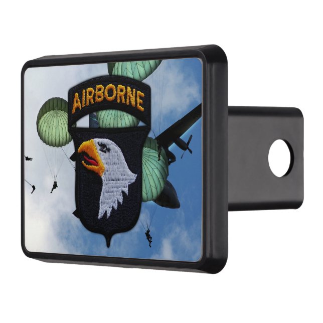 101st ABN airborne screaming eagles veterans vets Trailer Hitch Cover (Left)