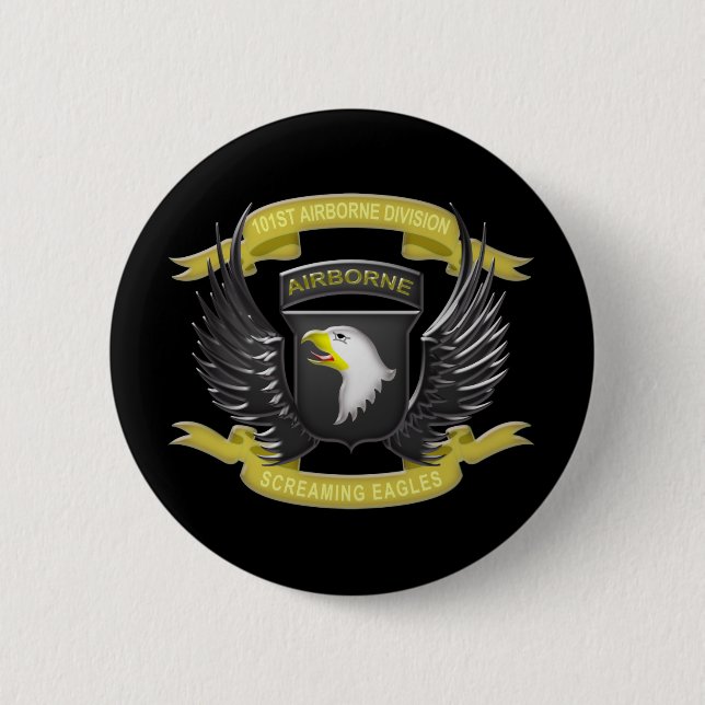 101st Airborne 3D 2 Inch Round Button (Front)