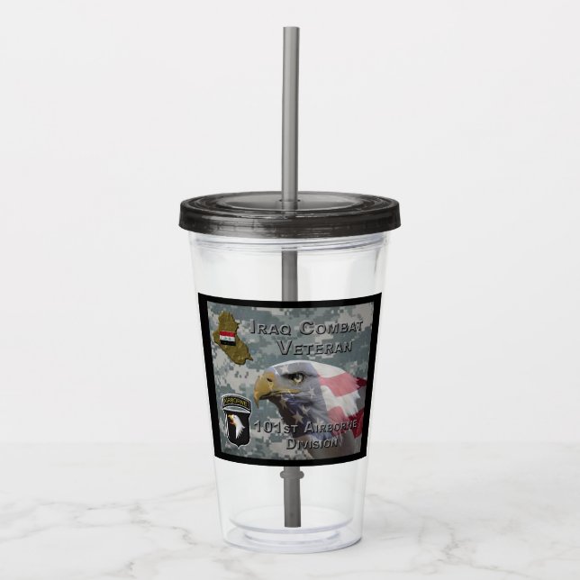 101st Airborne Div Iraq Combat Veteran Acrylic Tumbler (Front)