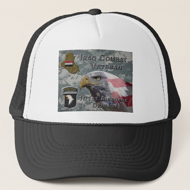 101st Airborne Div Iraq Combat Veteran Trucker Hat (Front)