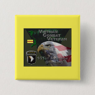 101st Airborne Div Vietnam Combat Veteran 2 Inch Square Button