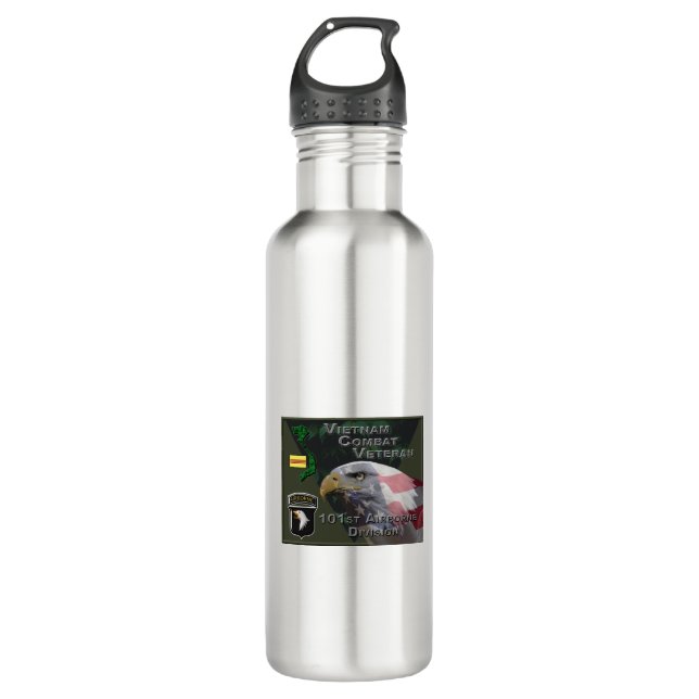 101st Airborne Div Vietnam Combat Veteran 710 Ml Water Bottle (Front)