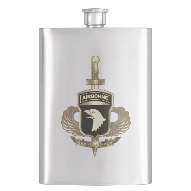 101st Airborne Division “Afghanistan Veteran” Flas Hip Flask (Front)