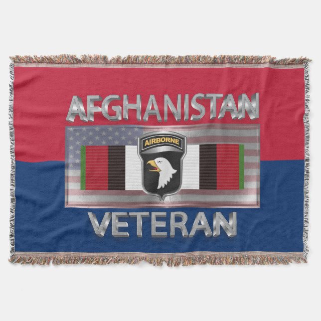 101st Airborne Division Afghanistan Veteran Throw Blanket (Front)