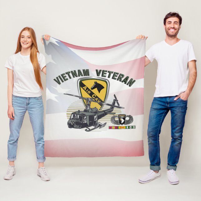 101st Airborne Division Air Cav Vietnam Veteran Fleece Blanket (In Situ)