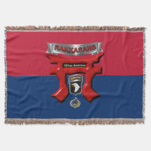 101st Airborne Division Colours Rakkasans Throw Blanket