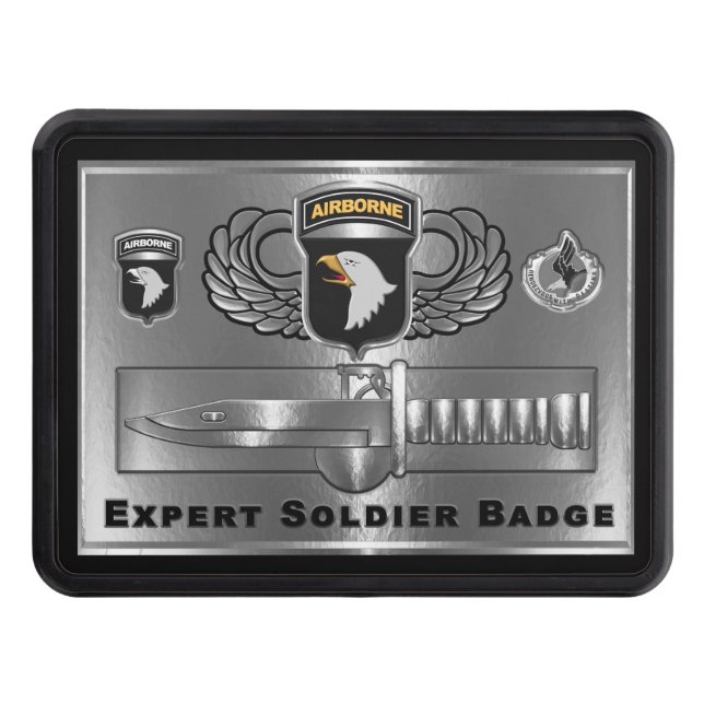 101st Airborne Division Expert Soldier Badge  Trailer Hitch Cover (Front)