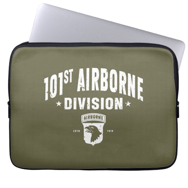 101st Airborne Division Fatigue Green Distressed Laptop Sleeve (Front)
