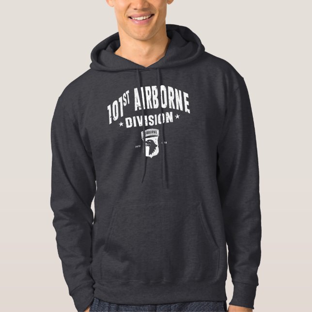101st Airborne Division Grey Distressed Hoodie (Front)