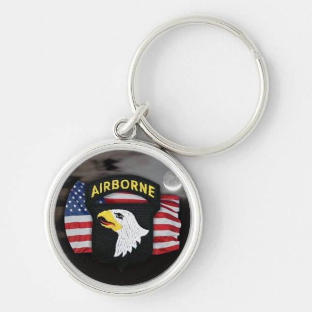 101st airborne division patch veterans vets Keycha Keychain (Front)