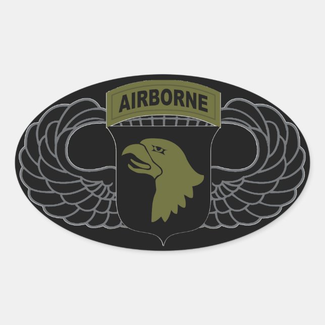 101st Airborne Division "Screaming Eagles" SUBDUED Oval Sticker (Front)