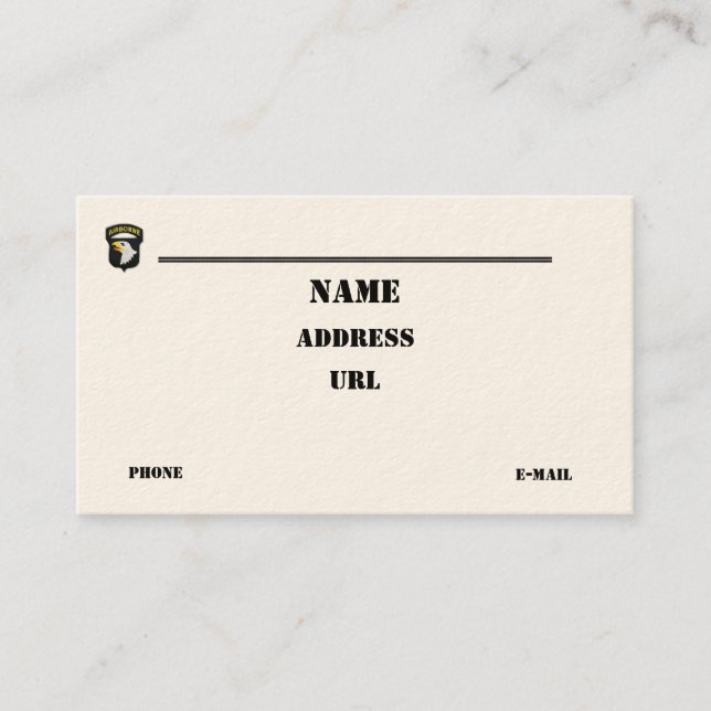 101st Airborne Division vets patch business Card (Front)