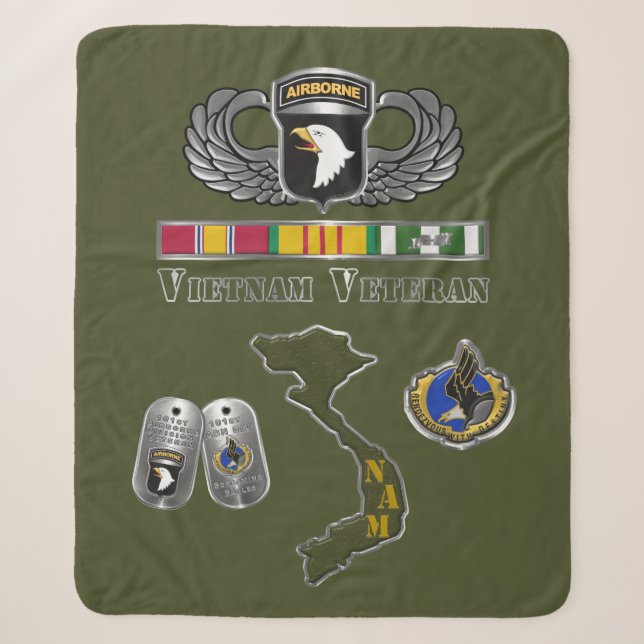 101st Airborne Division Vietnam Veteran Sherpa Blanket (Front)