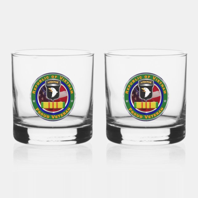 101st Airborne Division Vietnam Veteran Whiskey Glass (Front)