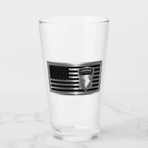 101st Airborne Division with American Flag Glass