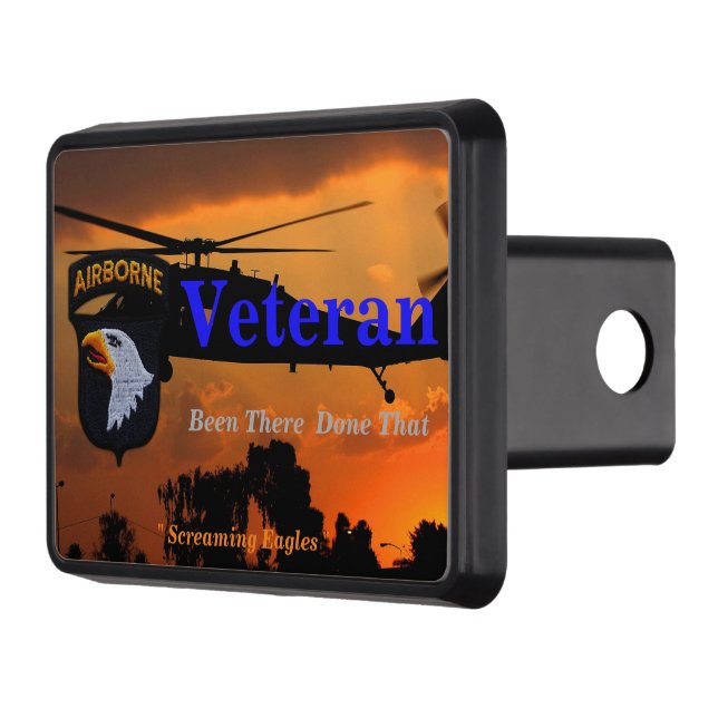 101st airborne screaming eagles fort campbell trailer hitch cover (Left)