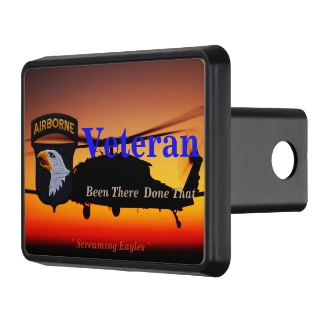 101st airborne screaming eagles fort campbell trailer hitch cover (Left)