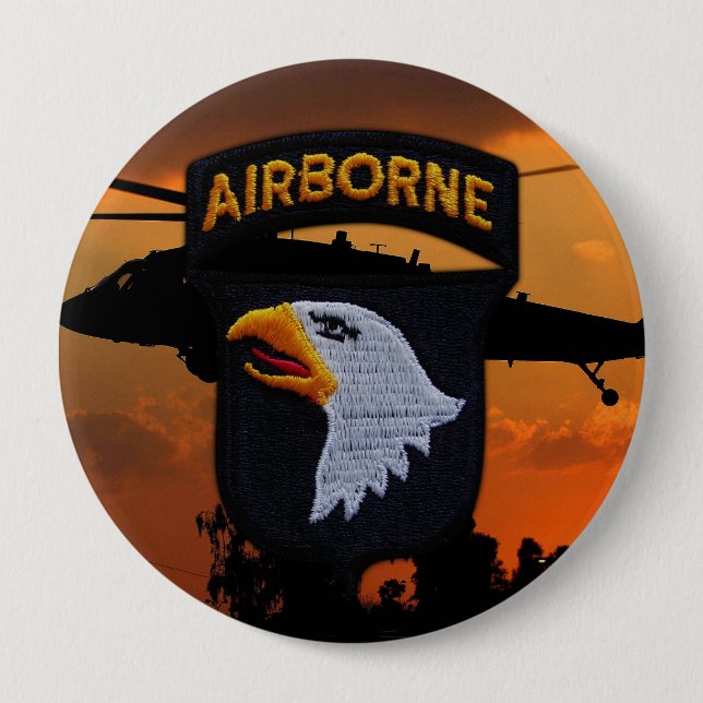 101st airborne screaming eagles veterans vets 4 inch round button (Front)