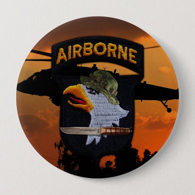 101st airborne screaming eagles veterans vets 4 inch round button (Front)