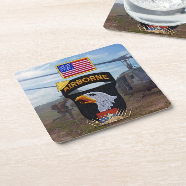 101st airborne screaming eagles vietnam nam war square paper coaster (Angled)