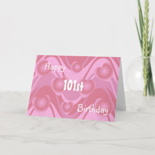 101st Birthday Card Hearts