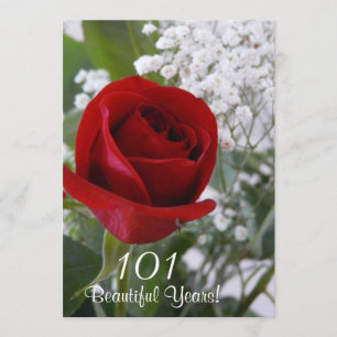 101st Birthday Celebration-Red Rose Invitation