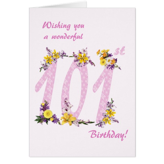 101st Birthday Flower Decorated Numbers (Front)
