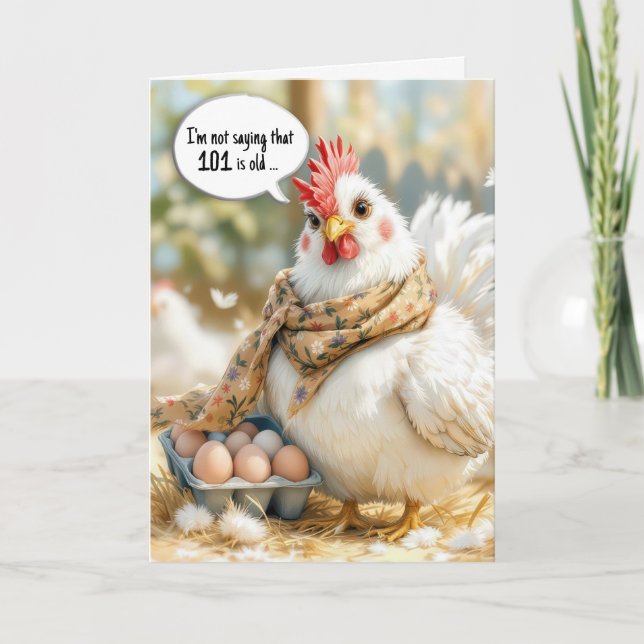101st Birthday Hen With Eggs in Carton Card (Front)