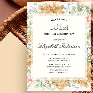 101st Birthday Invitation in Elegant Autumn Colour