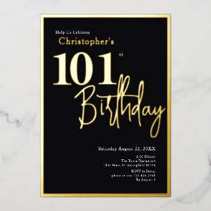 101st Birthday Invitation Modern Gold Foil