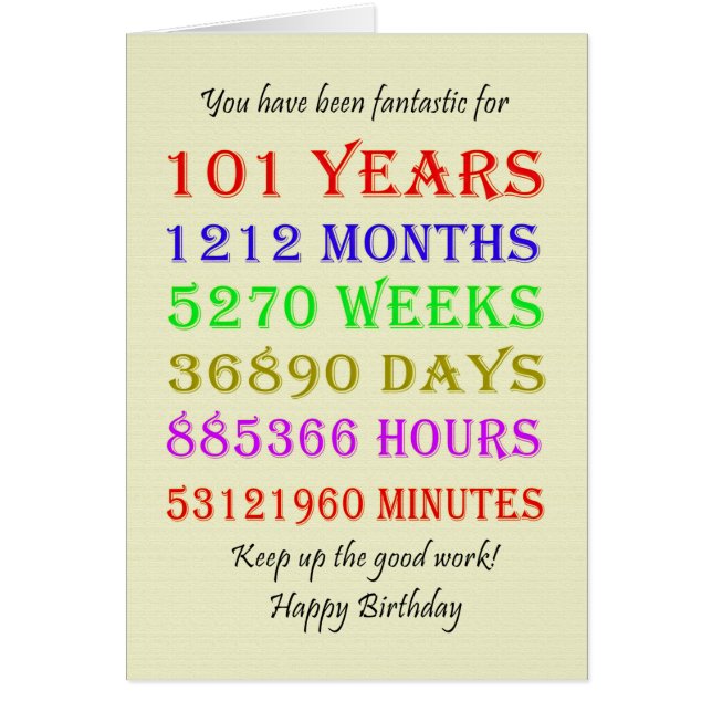 101st Birthday Milestones (Front)