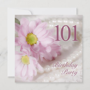 101st Birthday party invitation with daisies