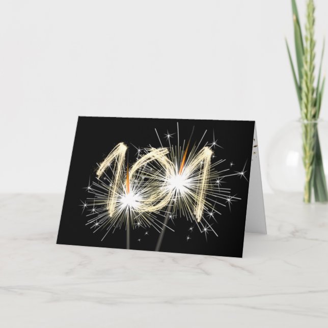 101st Birthday Sparklers on Black  Card (Front)