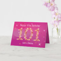 101st Birthday - Star Numbers - Pink - Age 101