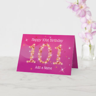 101st Birthday - Star Numbers - Pink - Age 101 Card