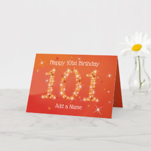 101st Birthday - Star Numbers - Red - Age 101 Card