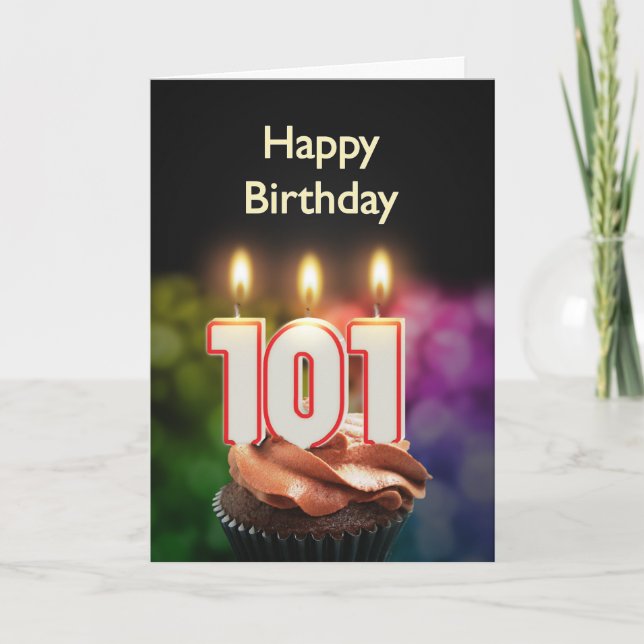 101st Birthday with cake and candles Card (Front)