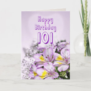 101st Carte d'anniversaire avec des fleurs de lis