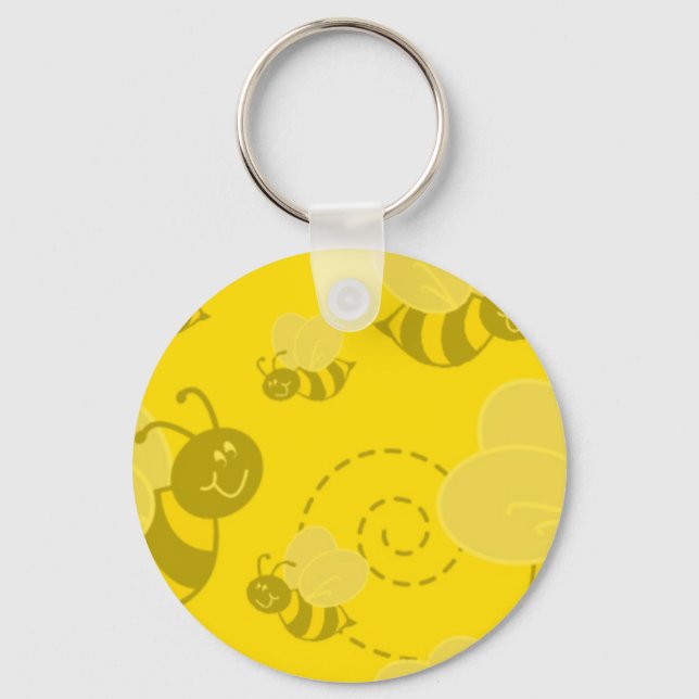 102705-buzzy-bee-light bumble bee buzzing yellows keychain (Front)